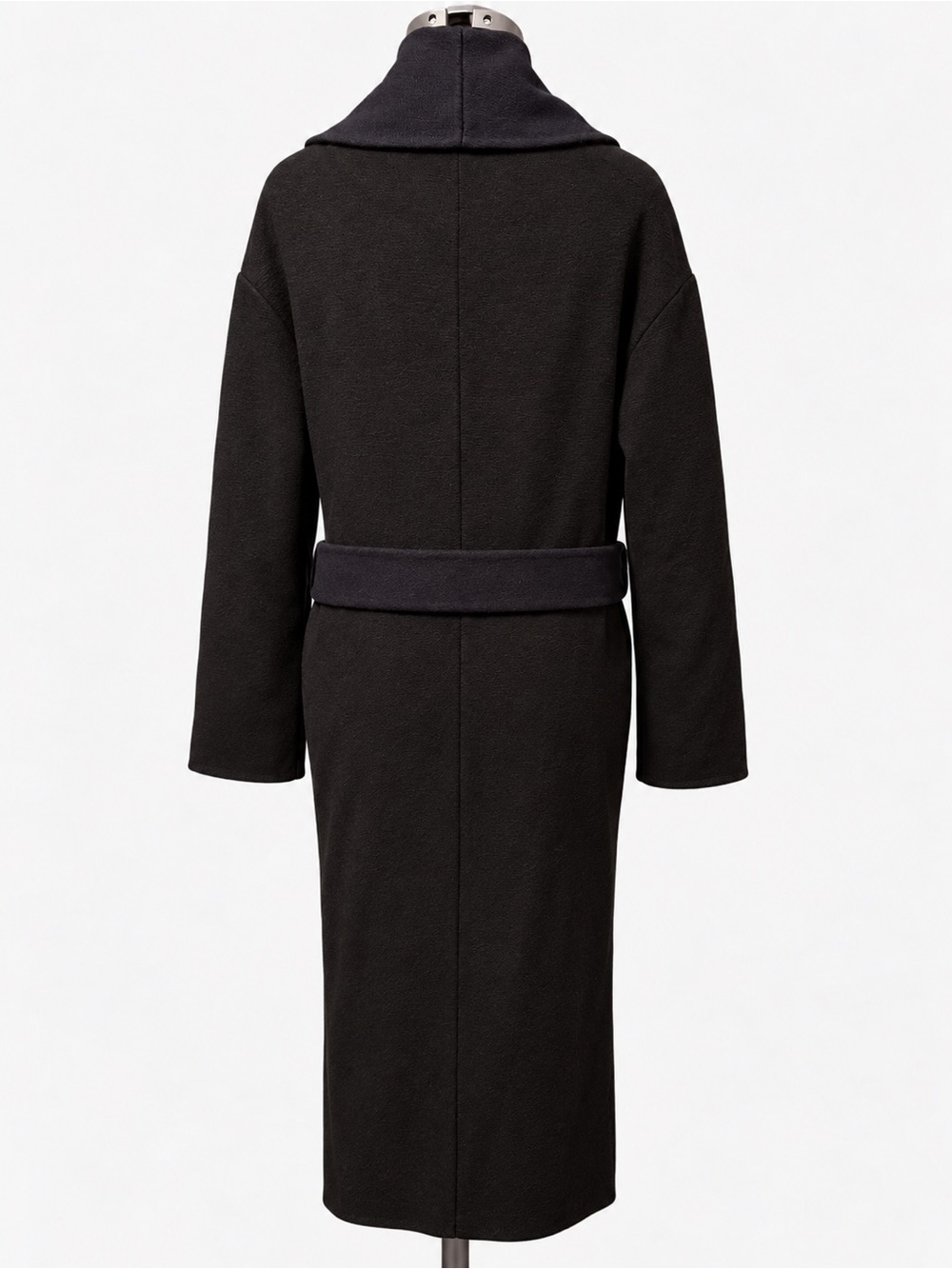 Rag & Bone Virgin Wool Maxi Coat Oversized Belted Shawl Collar Black Navy - Picture 5 of 8